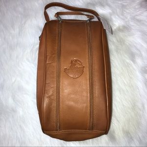 Leather double compartment shoe bag